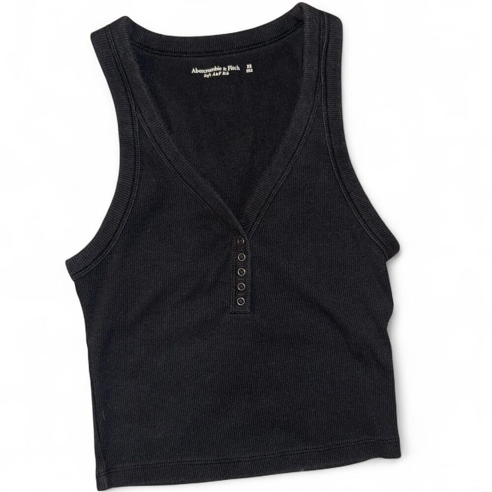 Abercrombie-fitch Women's Black and Grey Crop-top